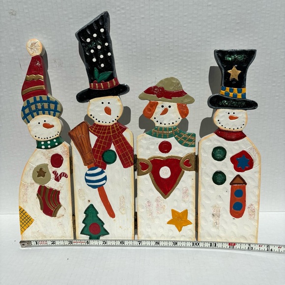 5 Panel Wooden Folding Snowman Decor Winter Holiday 13” - Picture 8 of 14